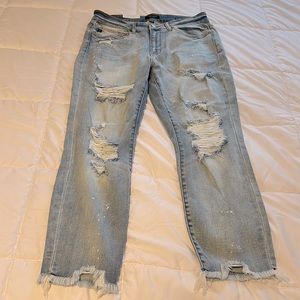 Judy Blue 14W Bleach splattered Boyfriend distressed Jean NWT